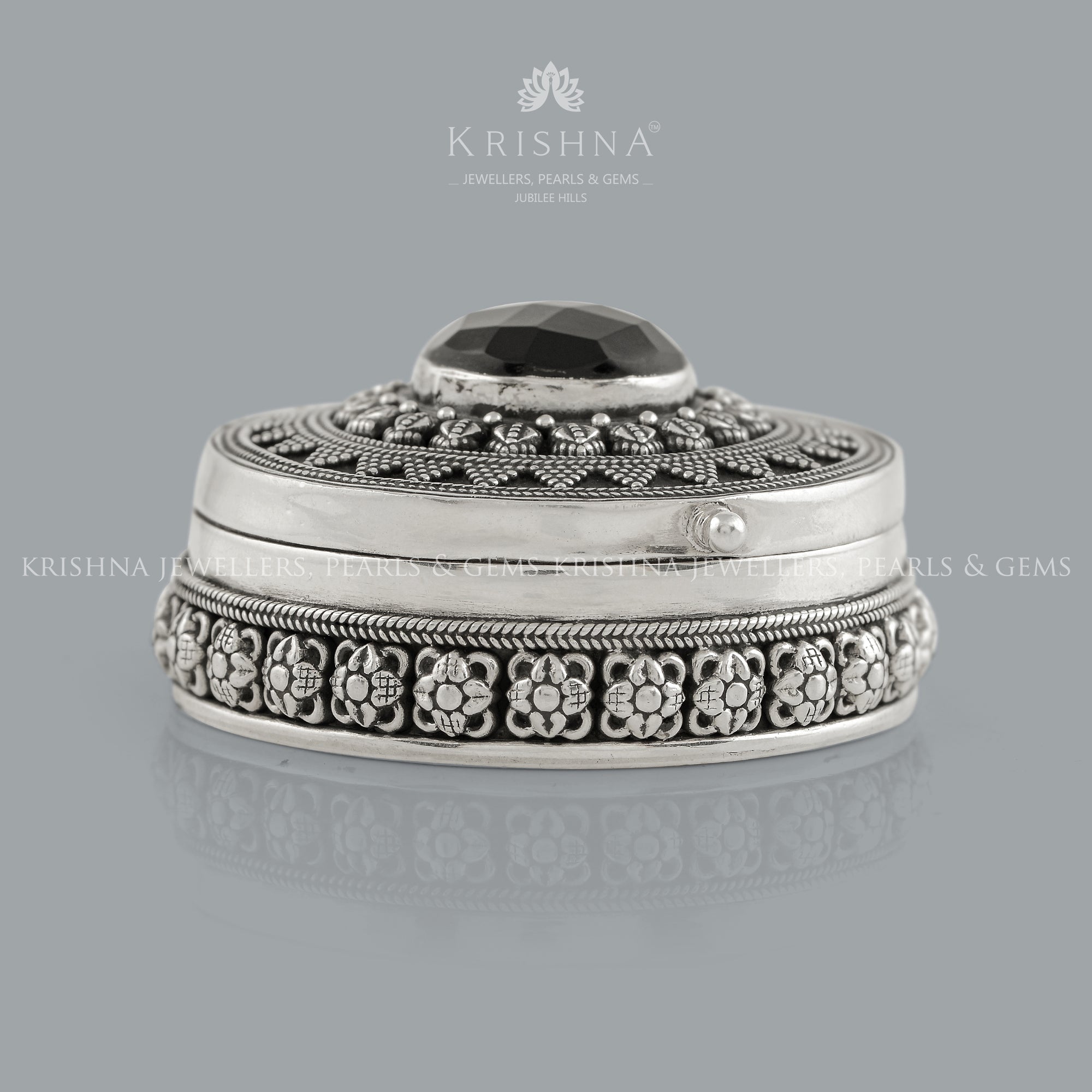 Pure Silver Kumkum Box - Krishna Jewellers Pearls and Gems