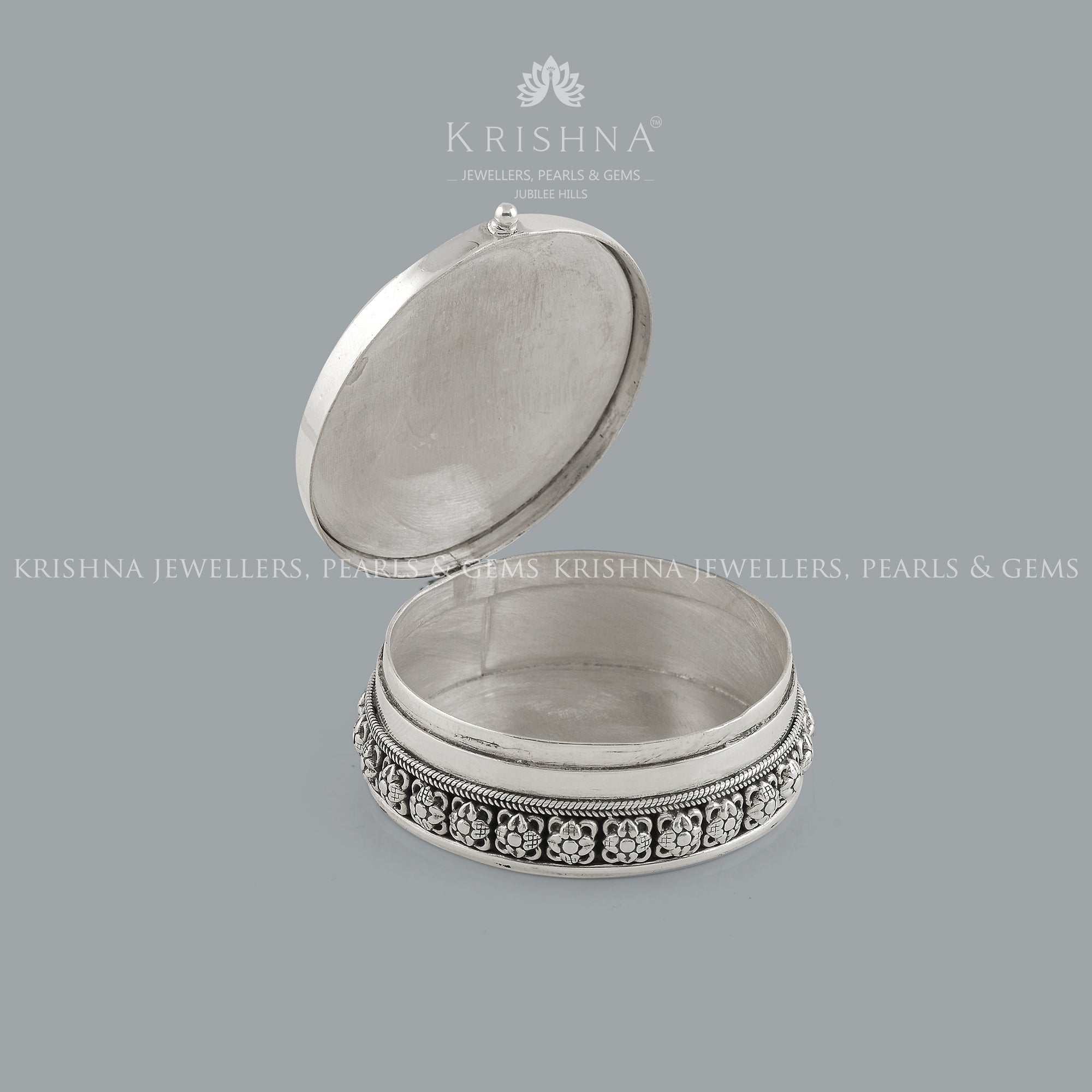 Pure Silver Kumkum Box - Krishna Jewellers Pearls and Gems