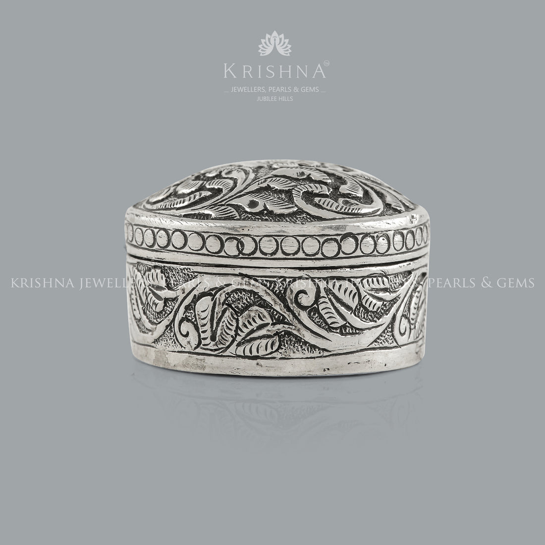 Antique Silver Box with Floral Designs - Krishna Jewellers Pearls and Gems
