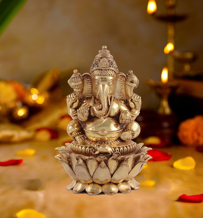 Gold Polished - Divine Lord Vinayaka In Silver