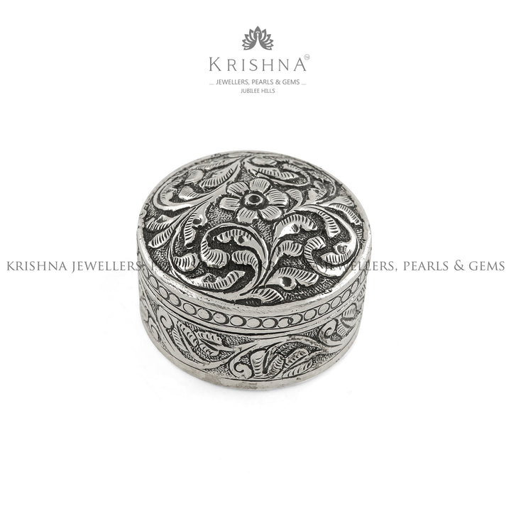 Antique Silver Box with Floral Designs - Krishna Jewellers Pearls and Gems