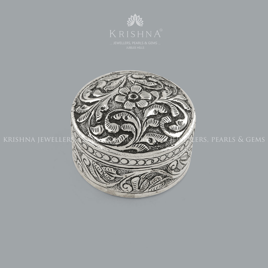 Antique Silver Box with Floral Designs - Krishna Jewellers Pearls and Gems