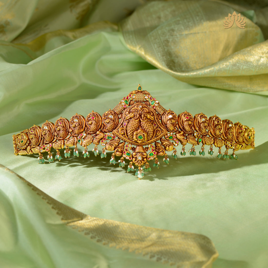 22K Gold Peacock-Themed Bridal Vaddanam