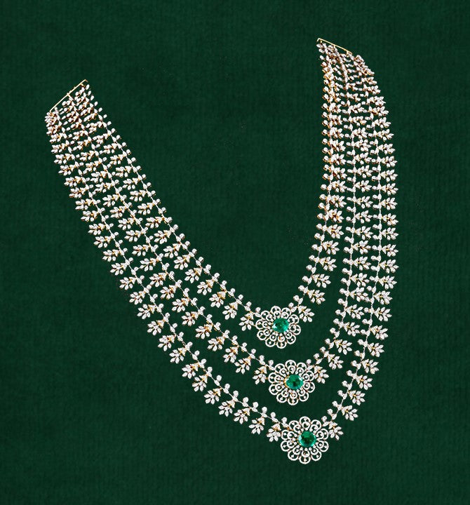 Blossom of Flowers themed 3- Lines Necklace haram