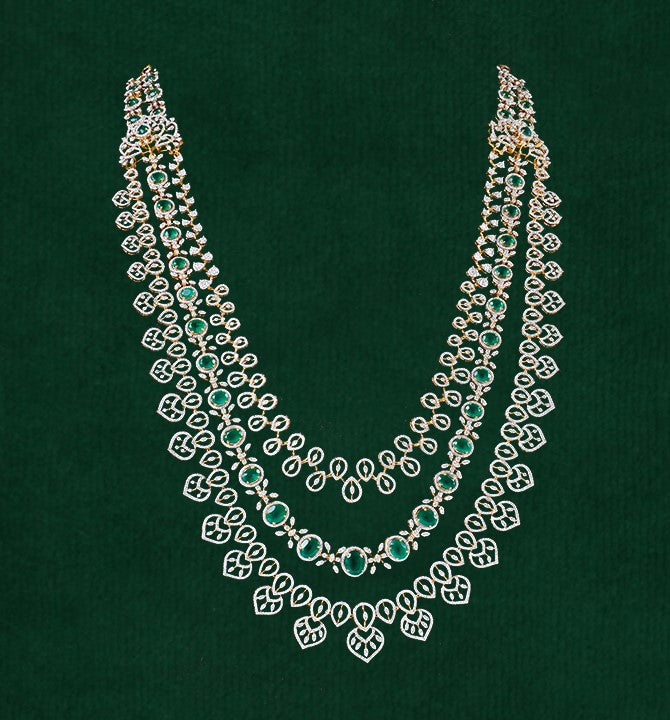 Floweret Inspired Necklace and Haar crafted using yellow gold