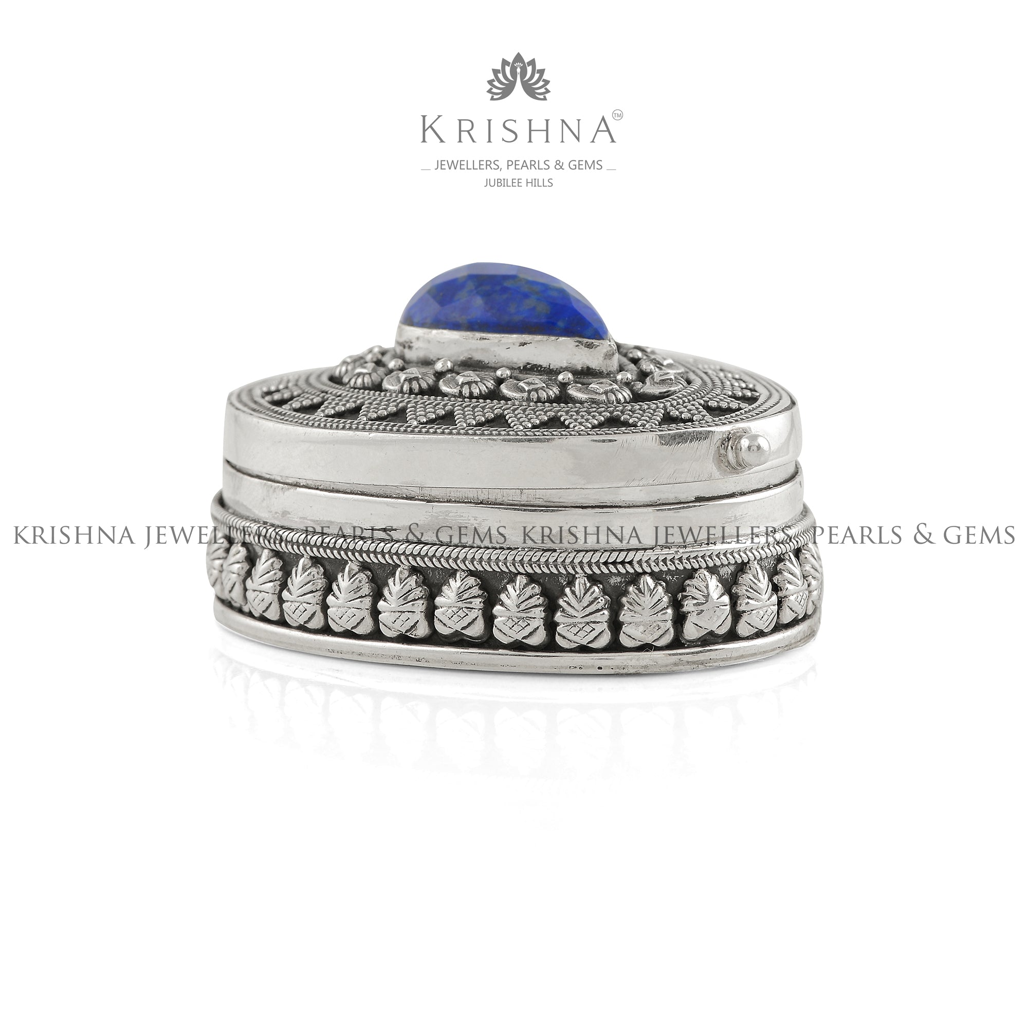 Pear Shape Kumkum Bharni With Blue Elegance - Krishna Jewellers Pearls and Gems