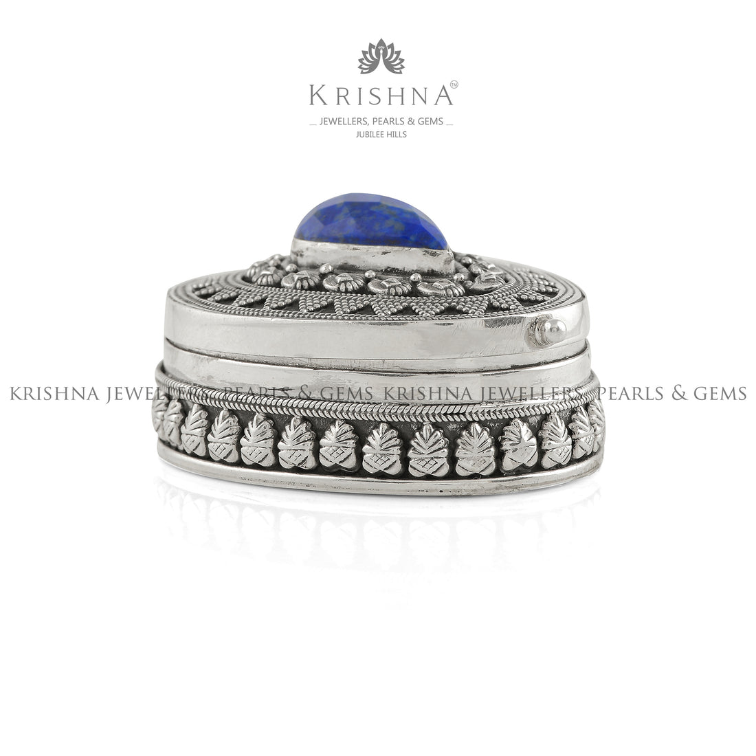 Pear Shape Kumkum Bharni With Blue Elegance - Krishna Jewellers Pearls and Gems
