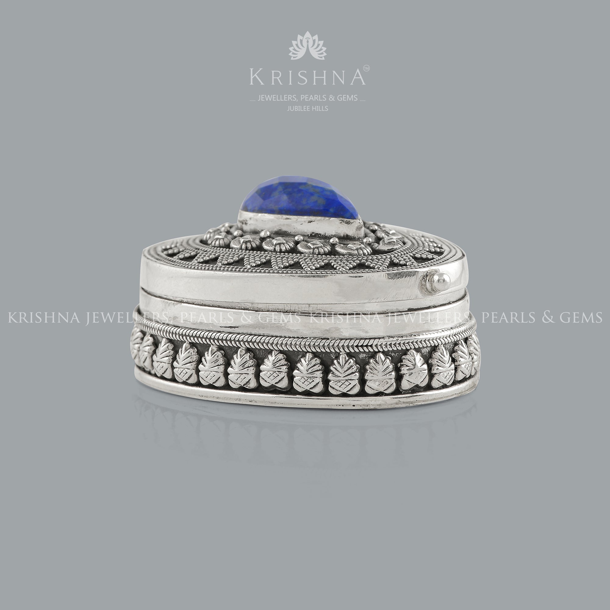 Pear Shape Kumkum Bharni With Blue Elegance - Krishna Jewellers Pearls and Gems
