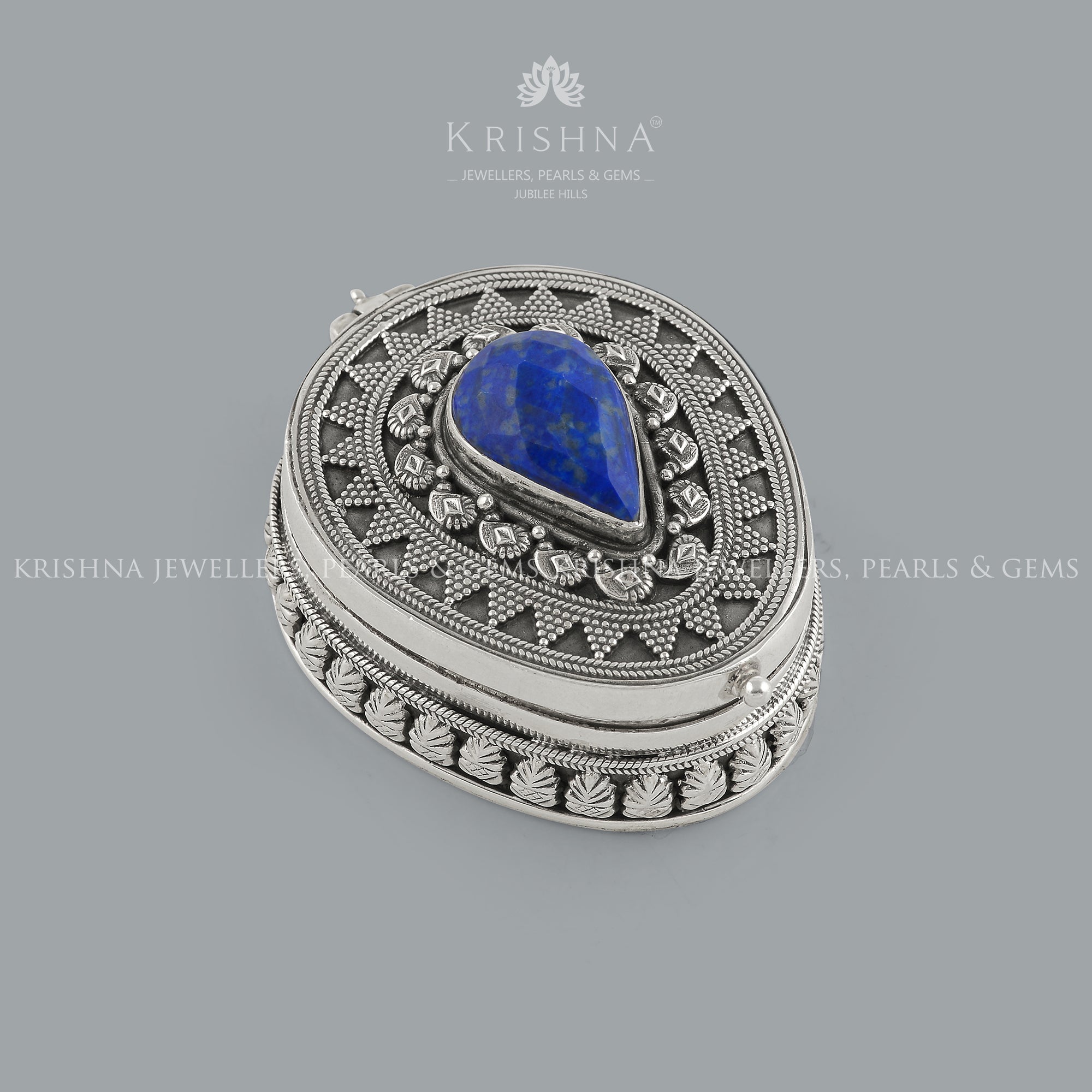 Pear Shape Kumkum Bharni With Blue Elegance - Krishna Jewellers Pearls and Gems