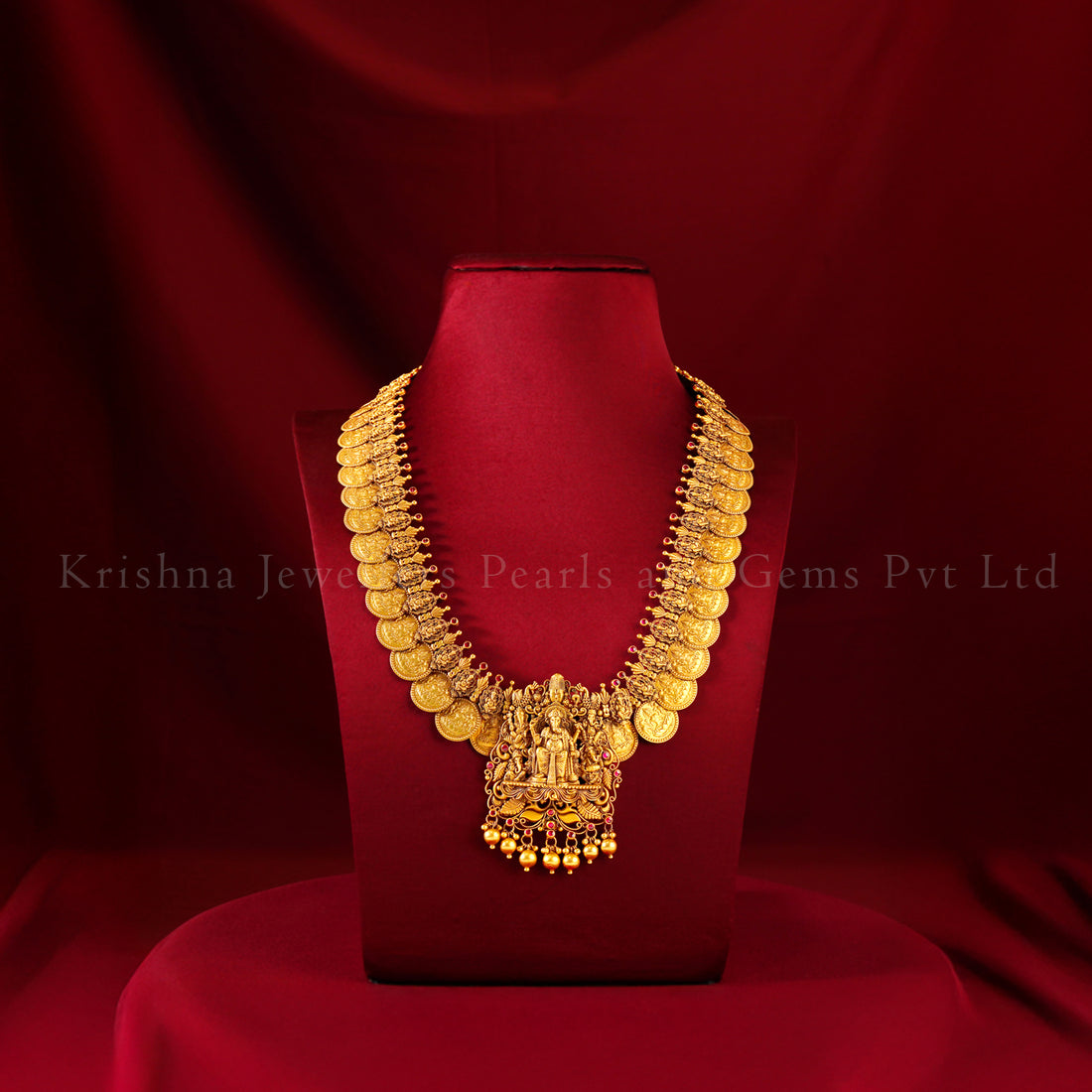 Classic 22K Gold Lakshmi Kasu Haram with Temple-Inspired Design