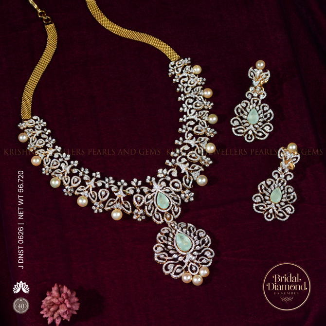 Bridal Diamond Necklace and Earring Set