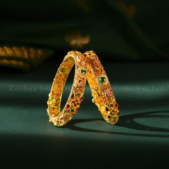 Heritage Glow Ruby & Emerald Gold Bangles