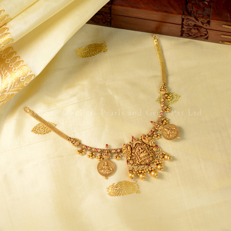 22K Gold Antique Lakshmi kasu Necklace