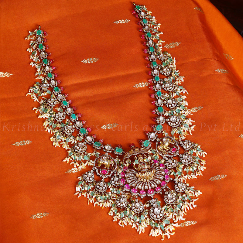 18K Polki Haram with Lakshmi Motifs