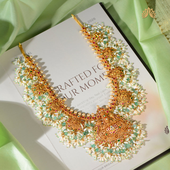 22K Gold Traditional Guttapusalu Necklace for Bridal Wear