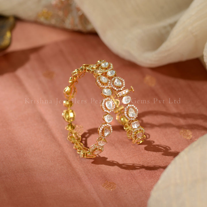 18K Gold Polki Bangles | Traditional Bridal & Festive Jewellery Set