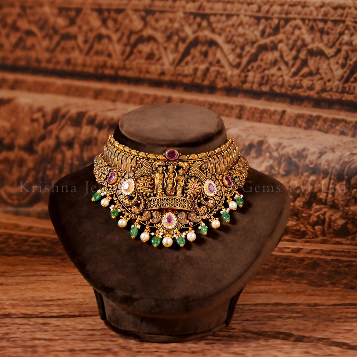 22K Gold Ram Parivar Temple Choker