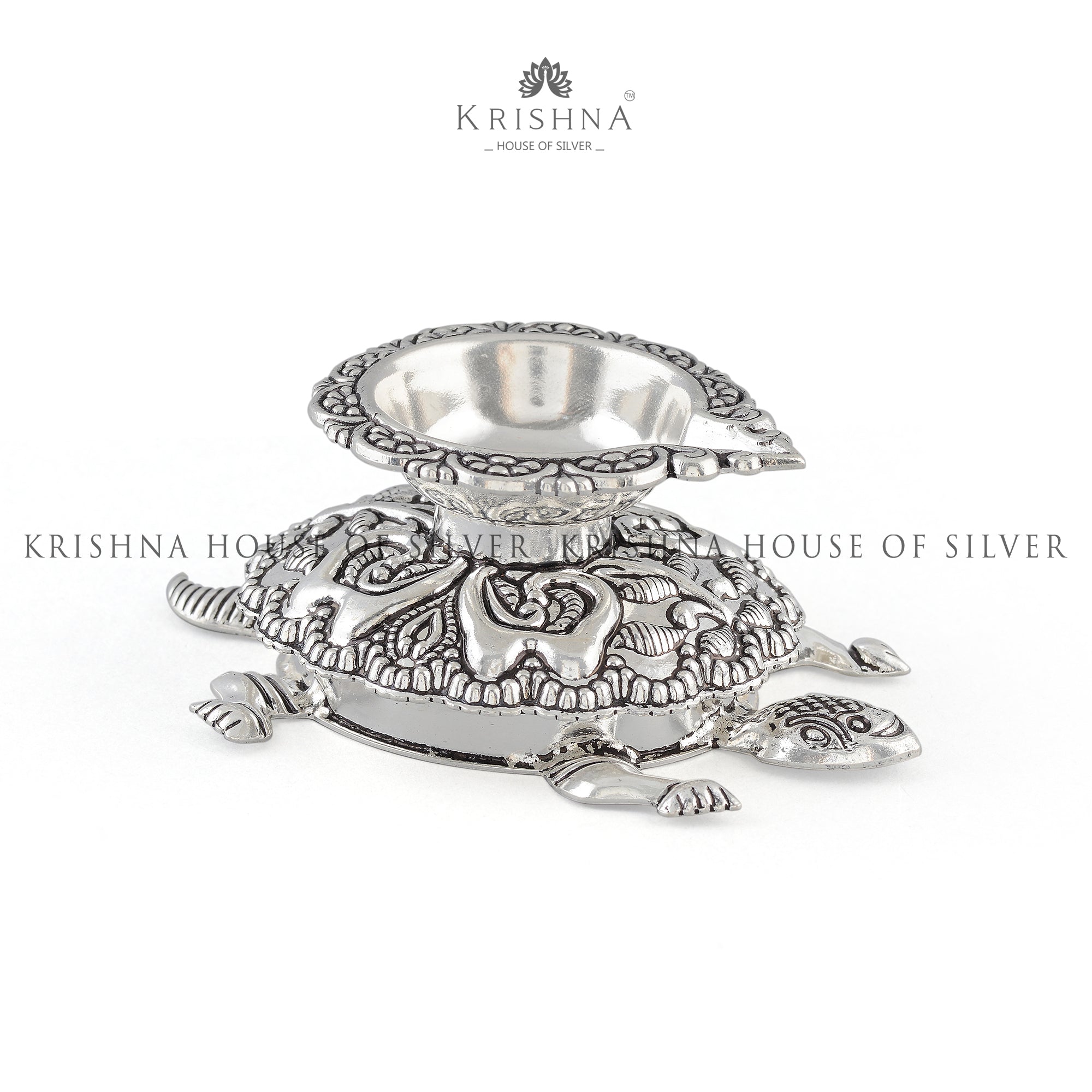 Antique Silver Tortoise Diya - Krishna Jewellers Pearls and Gems