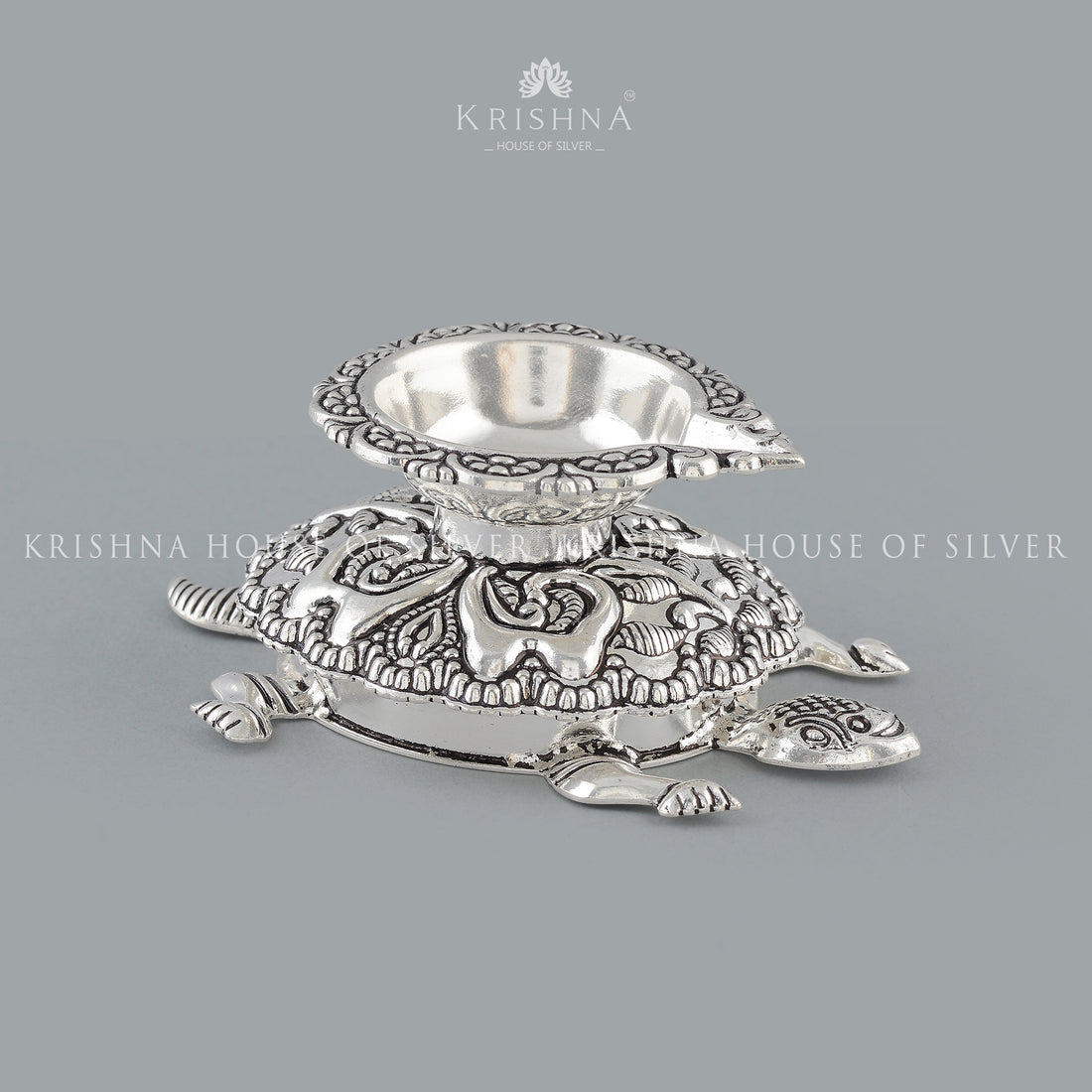 Antique Silver Tortoise Diya - Krishna Jewellers Pearls and Gems