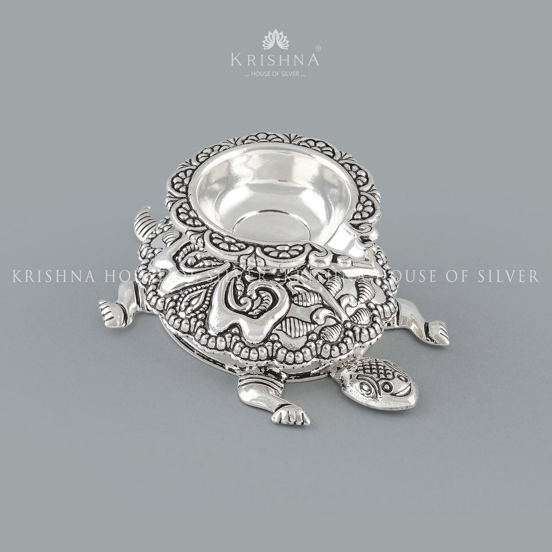 Antique Silver Tortoise Diya - Krishna Jewellers Pearls and Gems