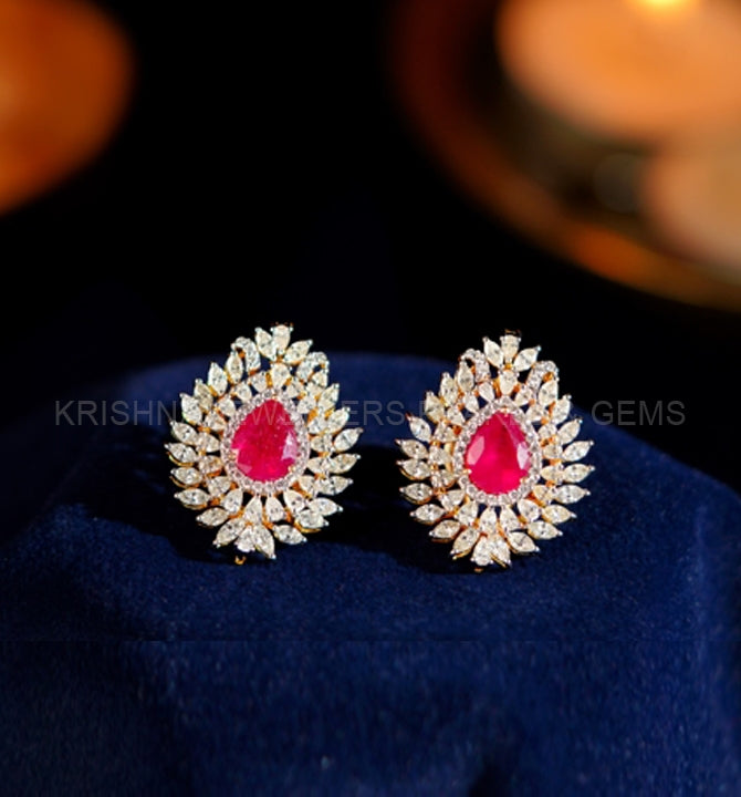 Diamond Earrings With Pear Shaped Design