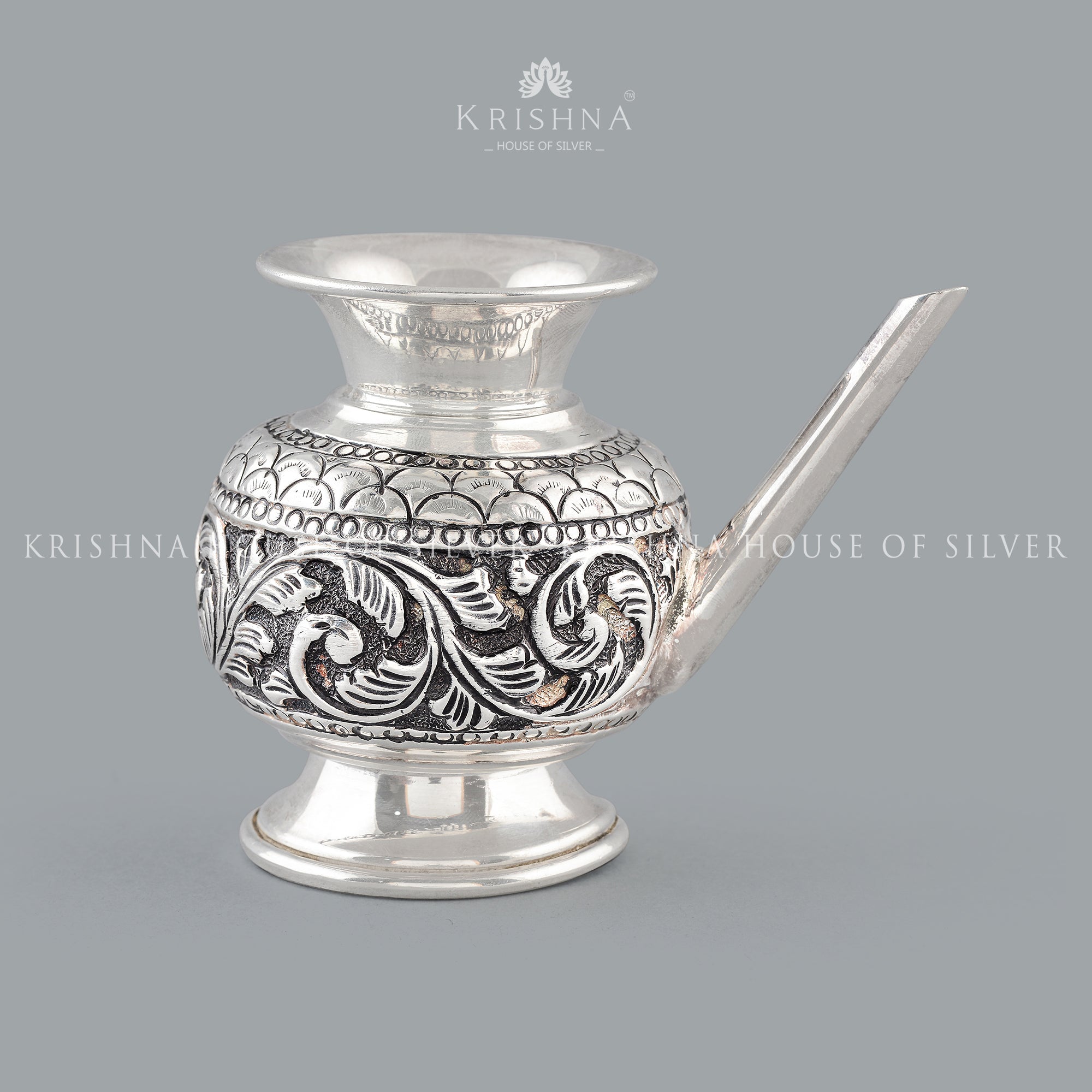 Antique Silver Ghee Serving Pot - Krishna Jewellers Pearls and Gems