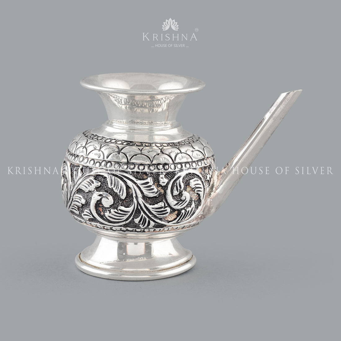 Antique Silver Ghee Serving Pot - Krishna Jewellers Pearls and Gems