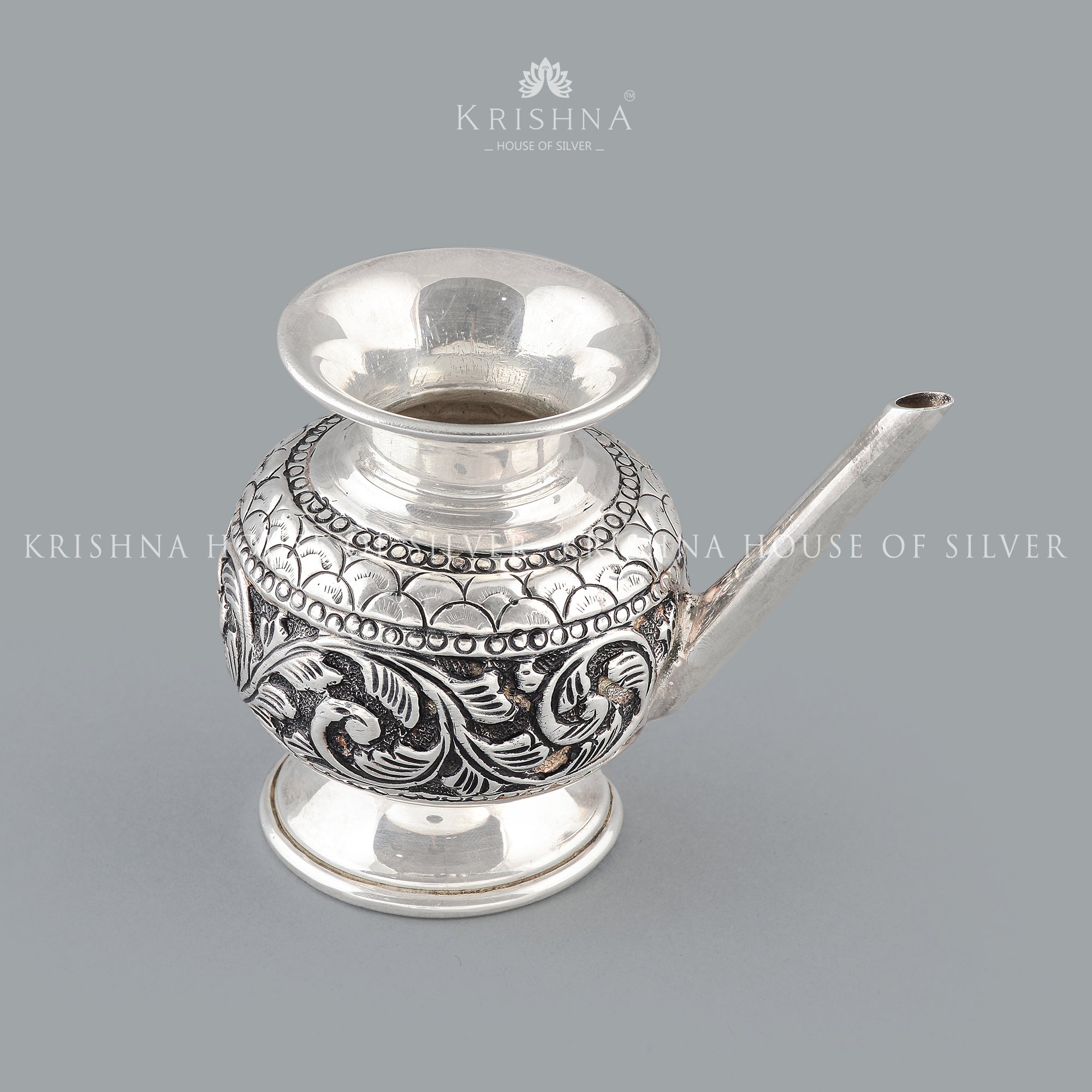 Antique Silver Ghee Serving Pot - Krishna Jewellers Pearls and Gems