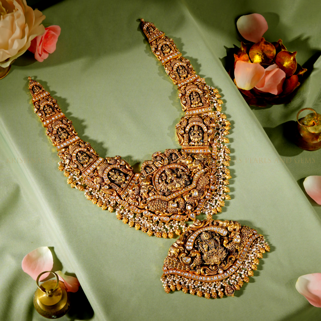 22K Gold Laxmi Devi Bridal Necklace | Traditional Temple Jewellery