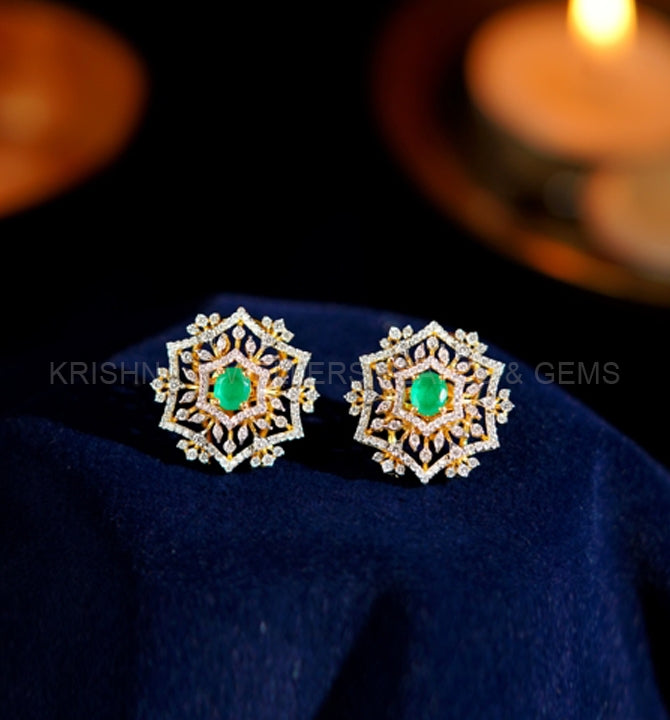 Hexagon-Shaped Diamond Earrings