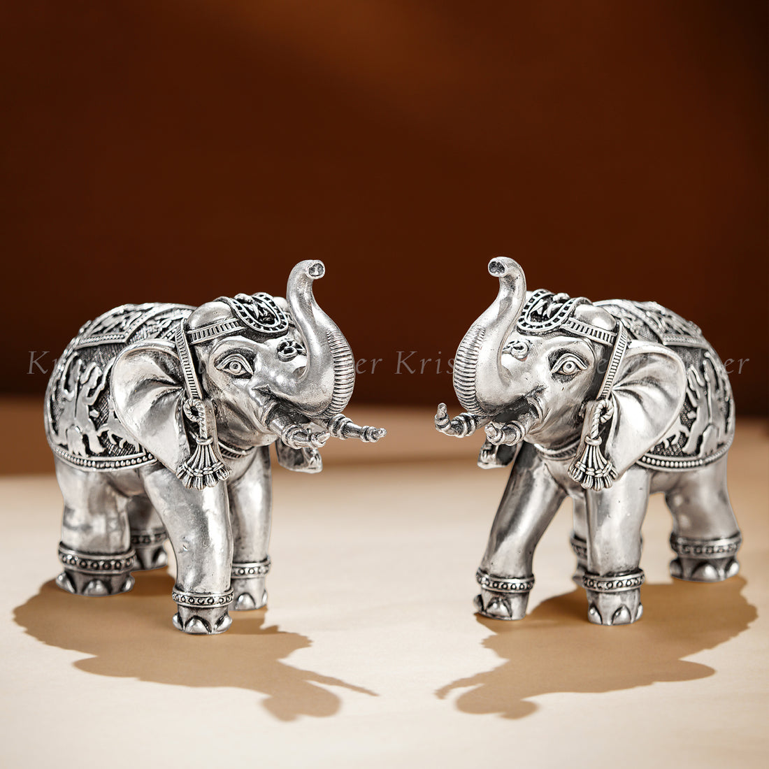 Silver Elephants with Antique Finish