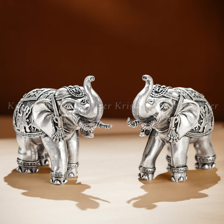 Silver Elephants with Antique Finish