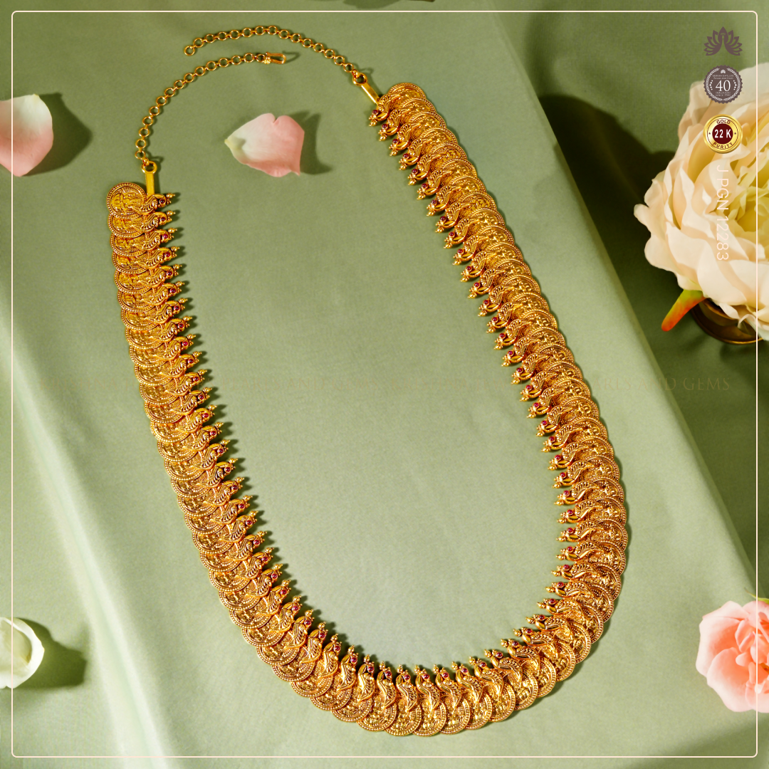 22K Gold Lakshmi Devi Kasulaperu Necklace