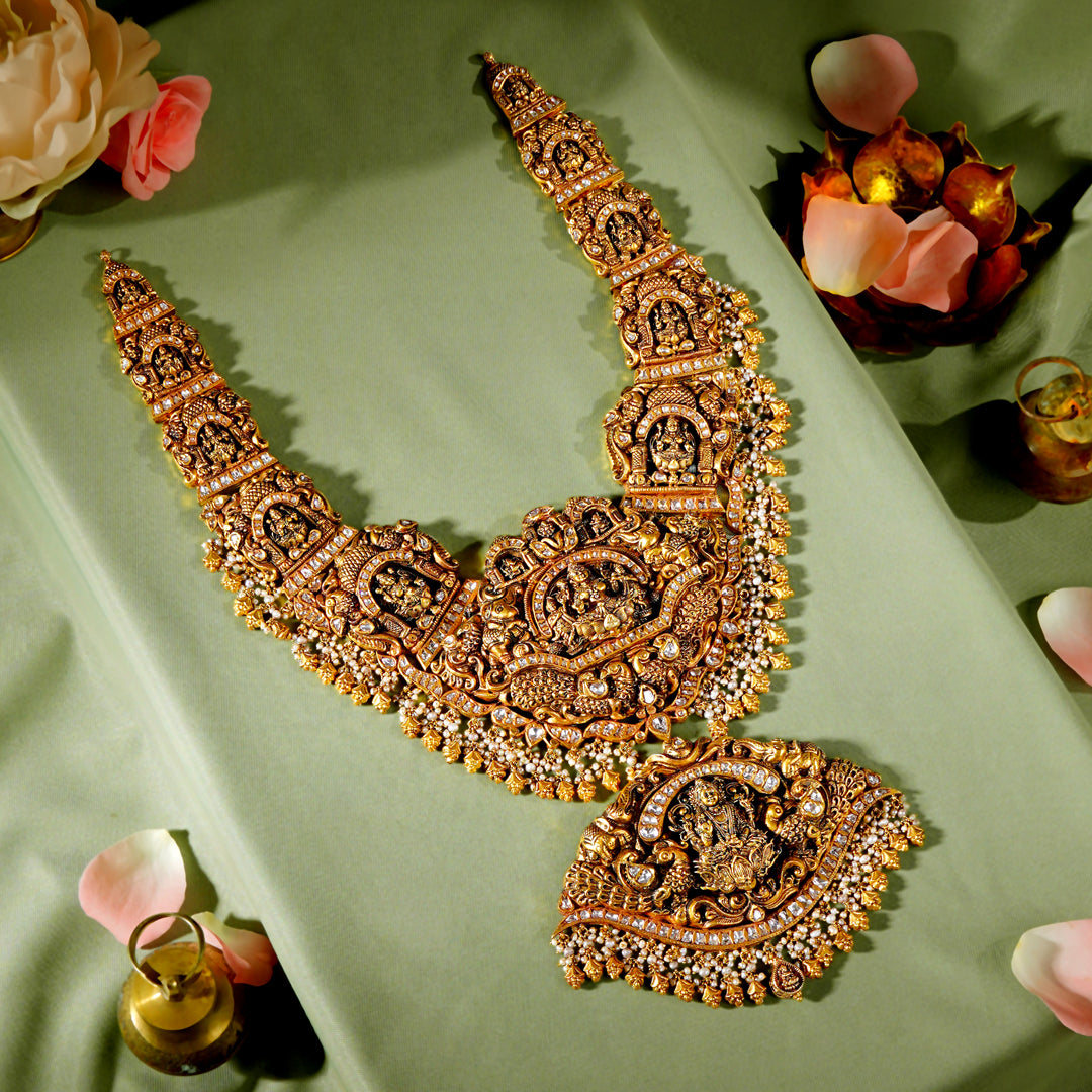 22K Gold Laxmi Devi Bridal Necklace | Traditional Temple Jewellery