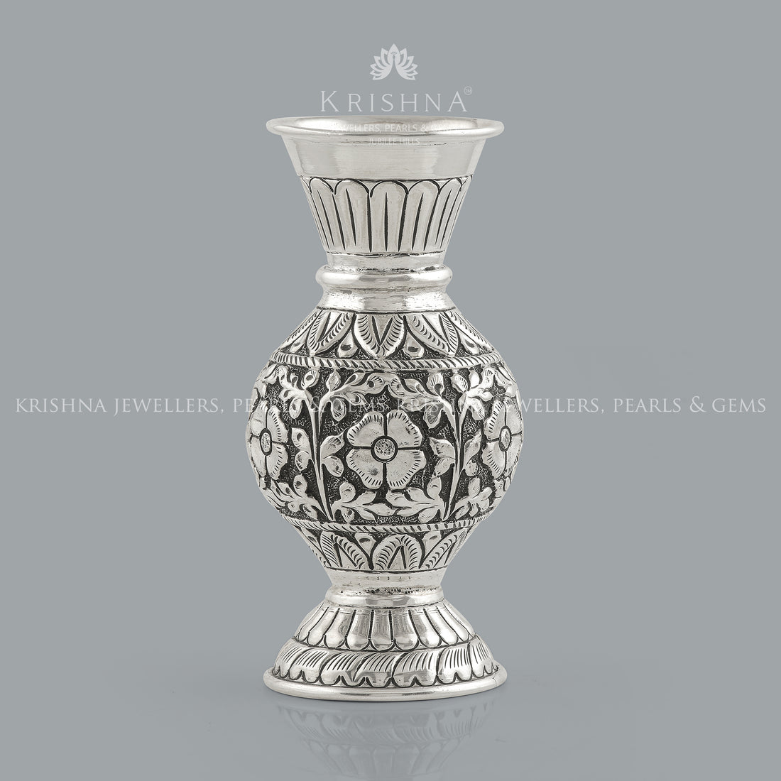 Antique Silver Vase in Flower Designs - Krishna Jewellers Pearls and Gems