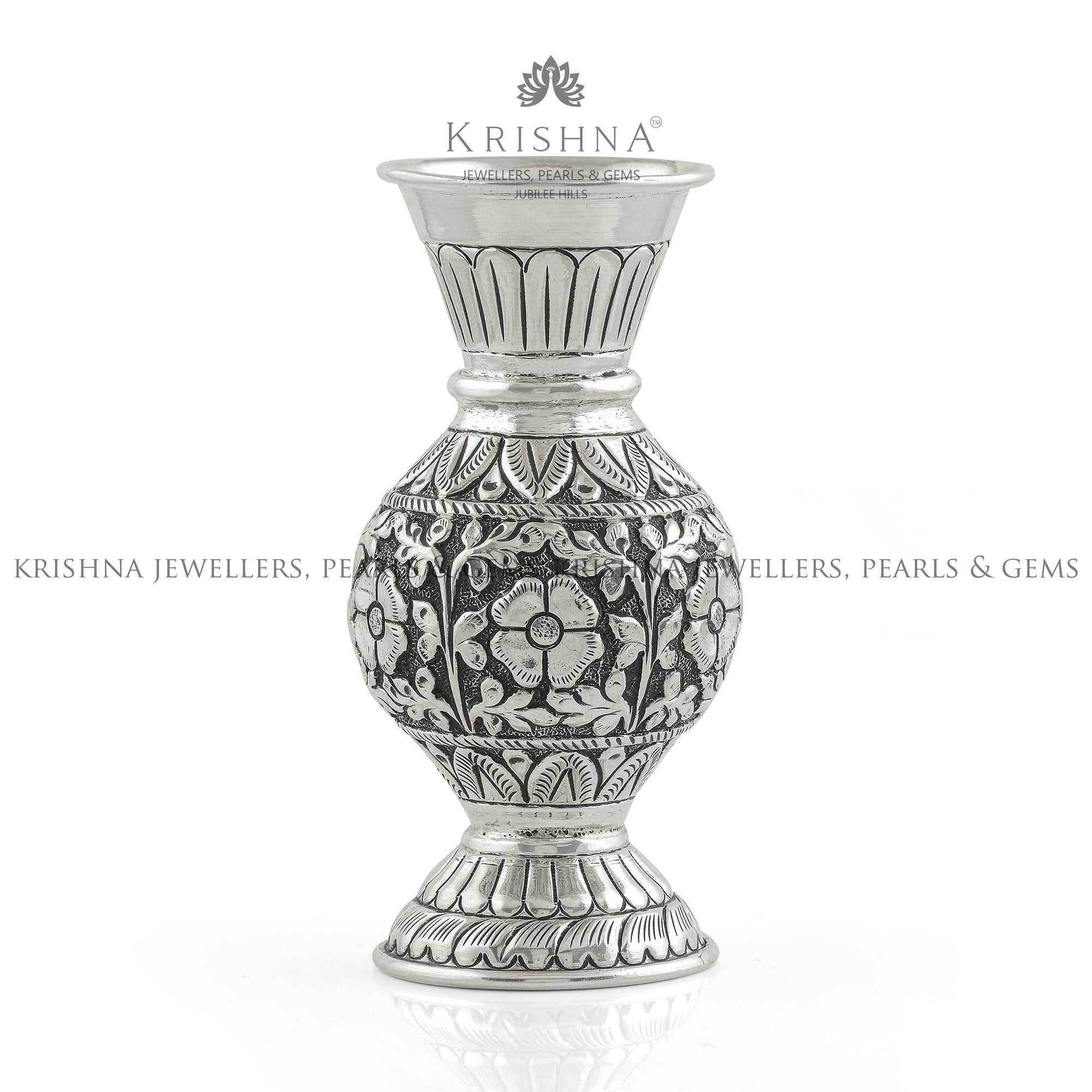 Antique Silver Vase in Flower Designs - Krishna Jewellers Pearls and Gems