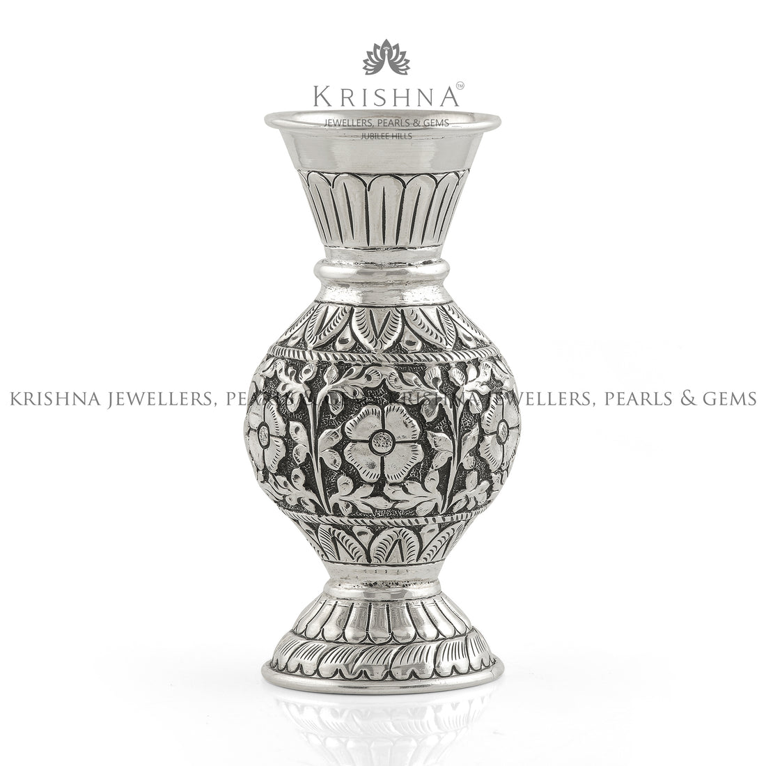 Antique Silver Vase in Flower Designs - Krishna Jewellers Pearls and Gems