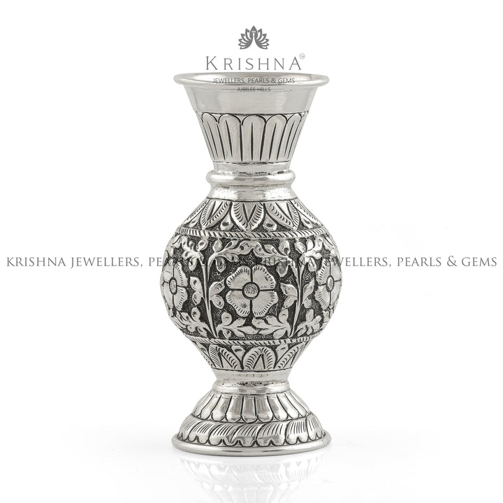 Antique Silver Vase in Flower Designs - Krishna Jewellers Pearls and Gems