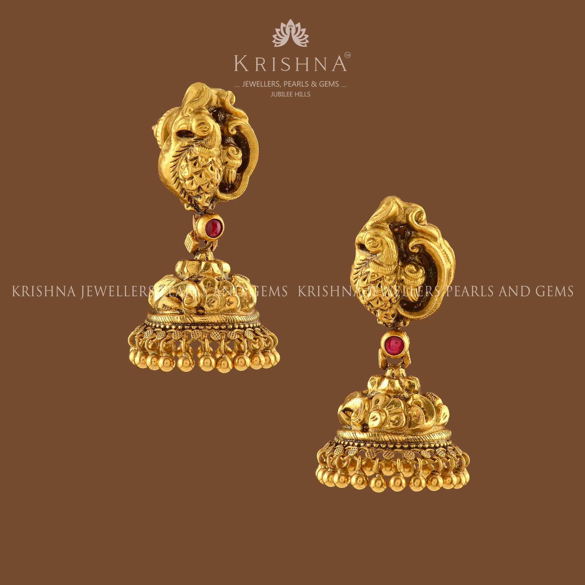 Gold Jhumka Earrings