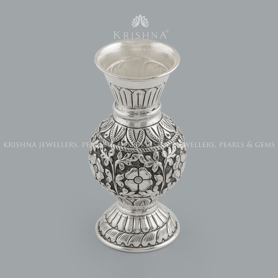 Antique Silver Vase in Flower Designs - Krishna Jewellers Pearls and Gems
