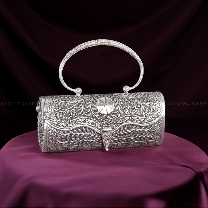92.5 Silver Floral Clutch