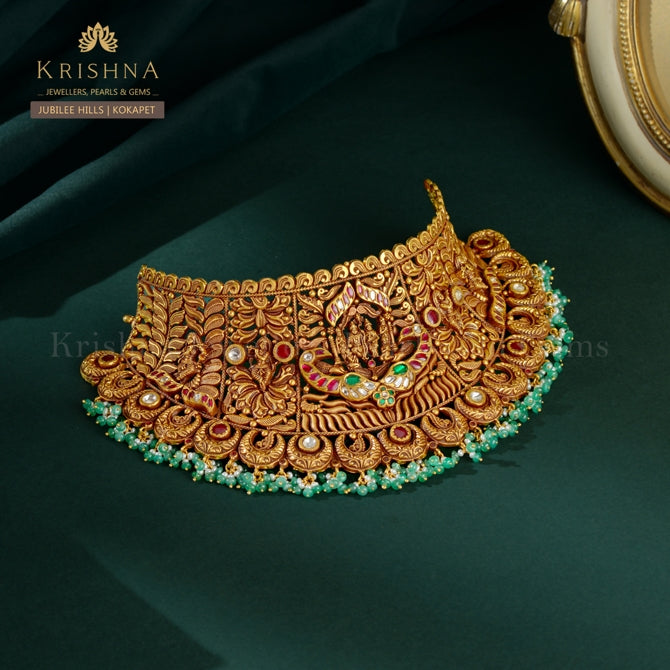 Gold Bridal Choker in 22K Exquisite Ramaparivar Design