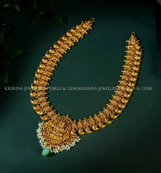 22K Gold Lakshmi Devi Mango Haar Necklace