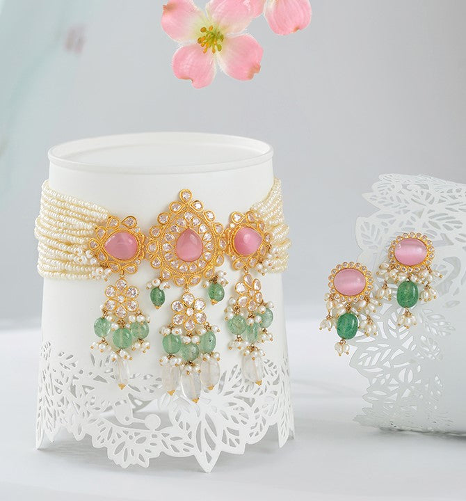 22K Gold Pearl Necklace Sets with Guttapusalu