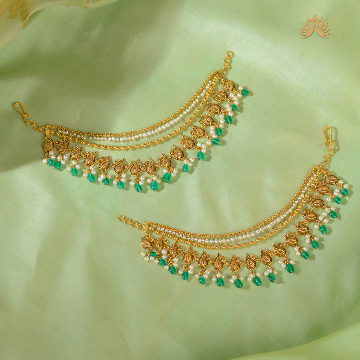 22K Gold Layered Champaswaralu with Emeralds