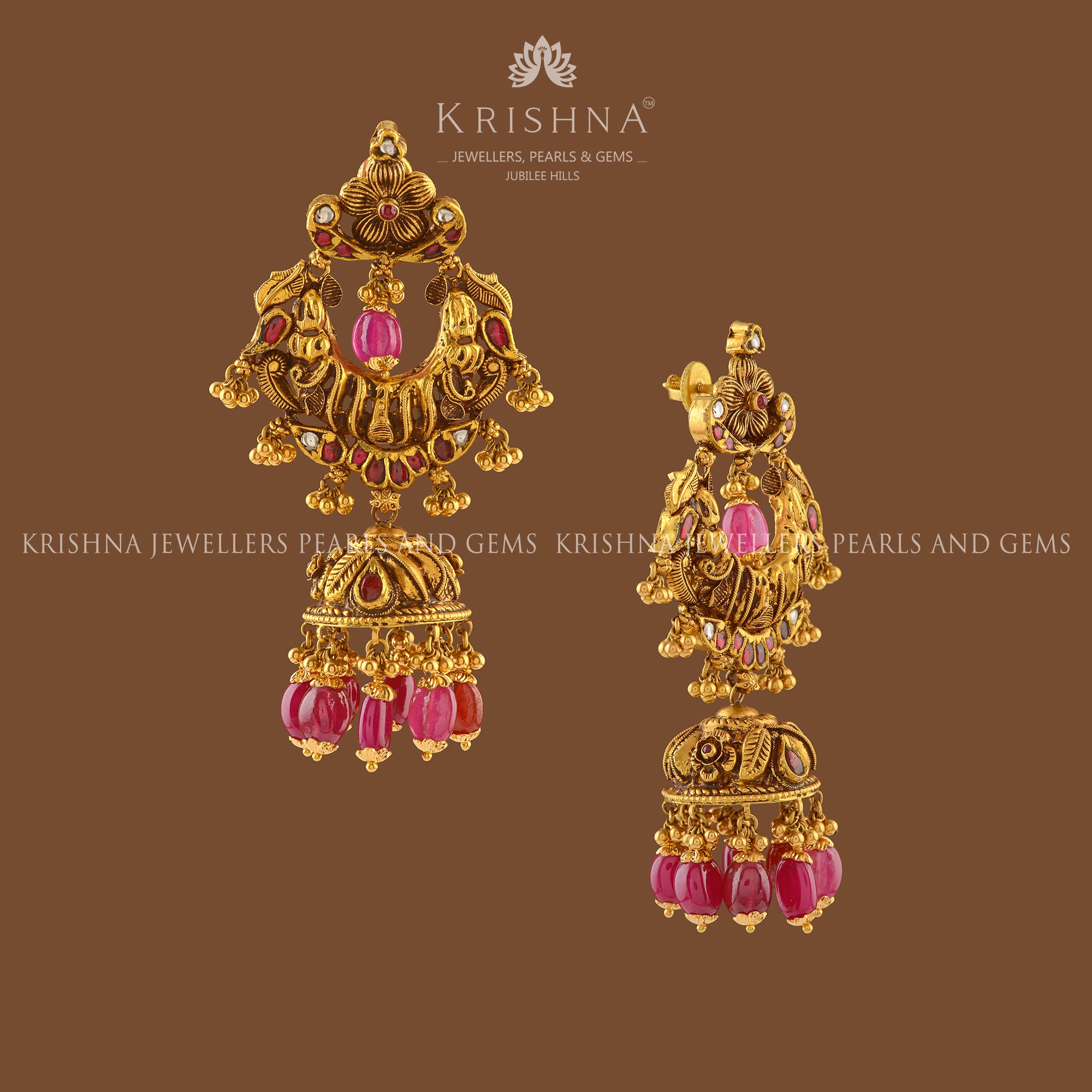 Gold Bangles in Peacock Motif - Krishna Jewellers Pearls and Gems