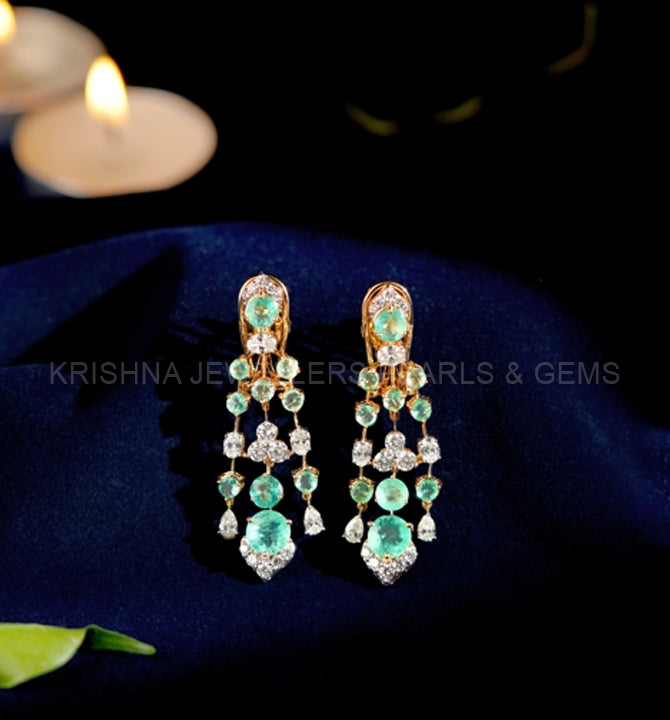 Diamonds Earrings With Color Stones