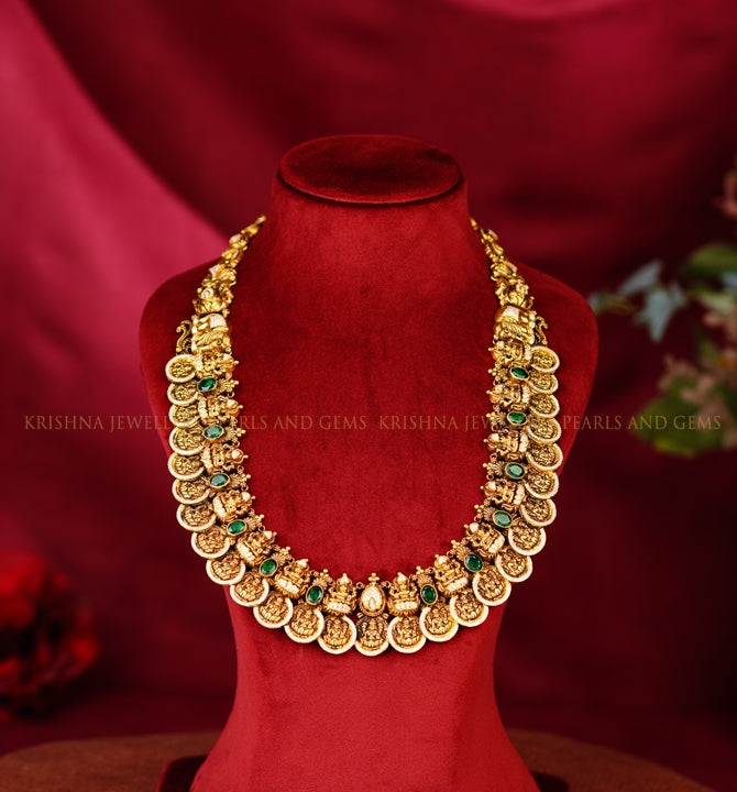 22K Gold Necklace Featuring Kasulapera CZ Stones and Ruby Pota