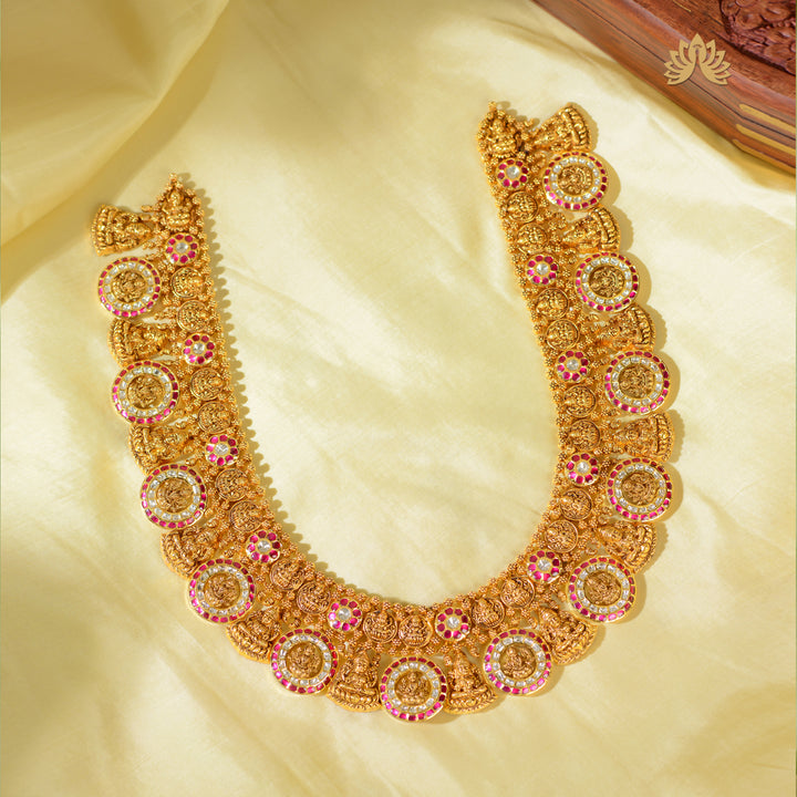 22K Gold Bottumala Necklace with Laxmi Devi Design
