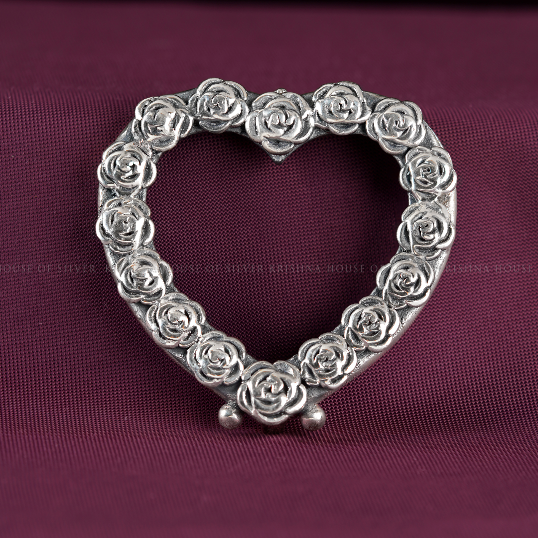 Silver Rose Motif Mirror Frame